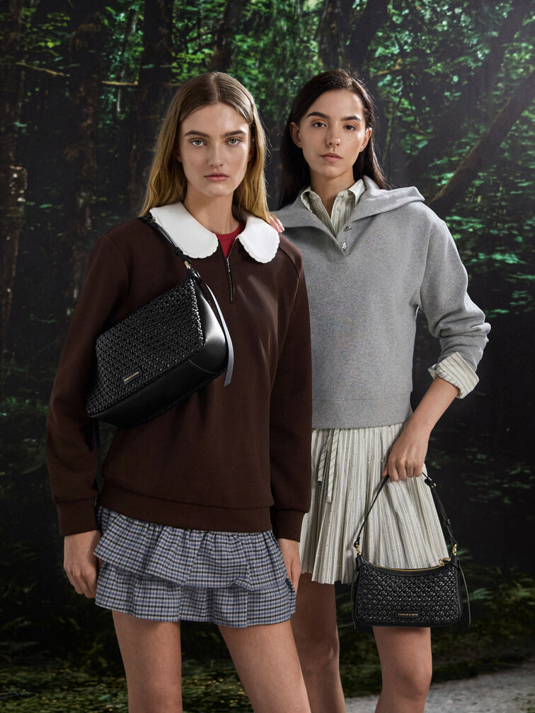 T&uacute;i đeo vai h&igrave;nh chữ nhật Calla, Đen, hi-res