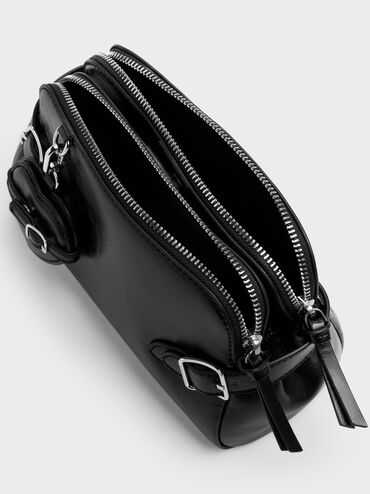 T&uacute;i đeo vai phối charm tr&aacute;i tim Nellie, Noir, hi-res