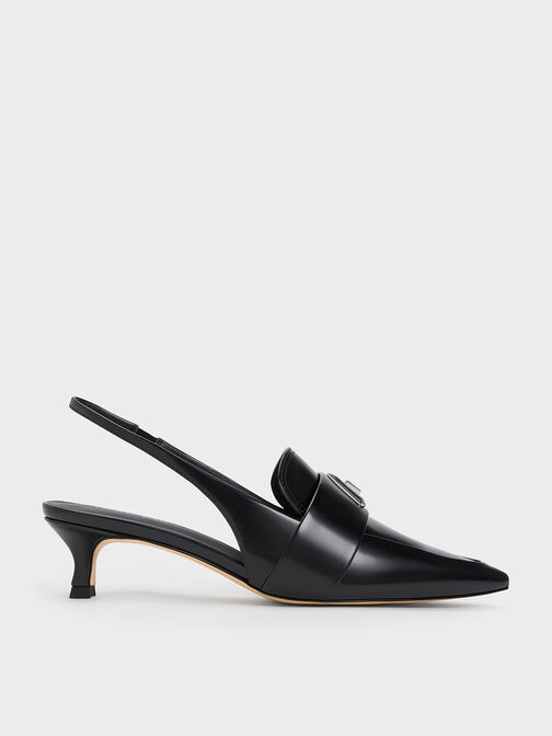 Trice Metallic Accent Pointed-Toe Slingback Pumps, Black Boxed, hi-res