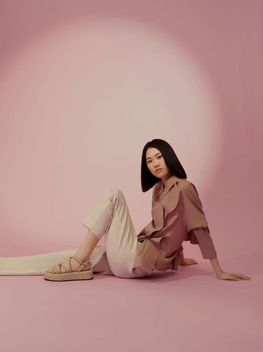 Gi&agrave;y sandals đế xuồng Strappy Padded, C&aacute;t, hi-res