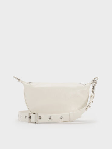 Philomena Half-Moon Crossbody Bag, Cream, hi-res