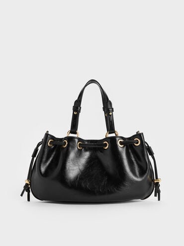 Mini Moxie Drawstring Bucket Bag, Black, hi-res