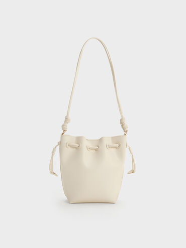 Hanya Drawstring Bucket Bag, Cream, hi-res
