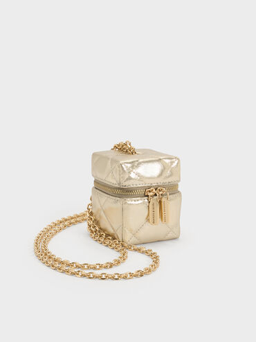 Túi xách hình hộp Micro Janie Metallic, Rượu vang, hi-res