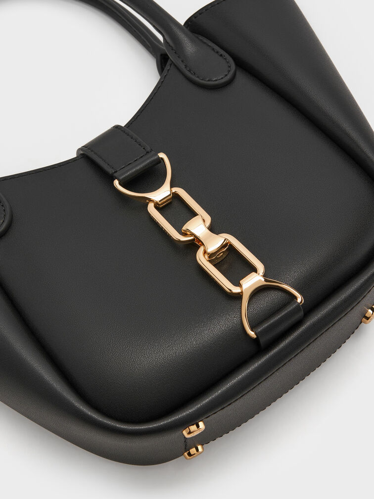 T&uacute;i tote Agatha Chain-Accent, Đen, hi-res