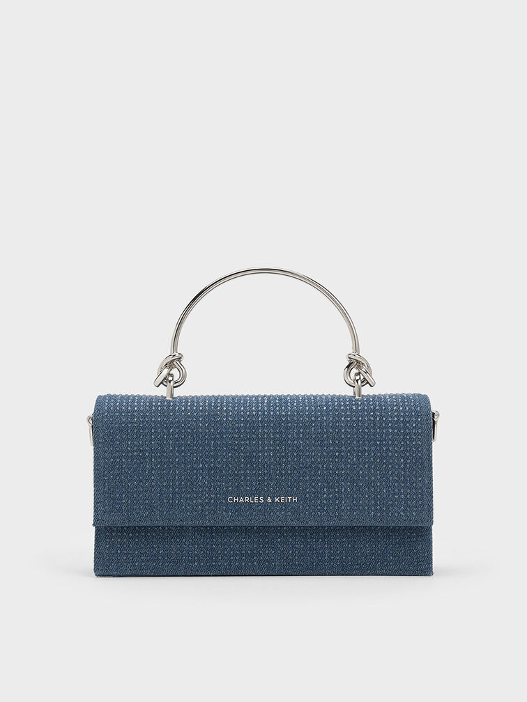 V&iacute; d&aacute;ng d&agrave;i chữ nhật Denim Sculptural-Handle, Xanh denim, hi-res