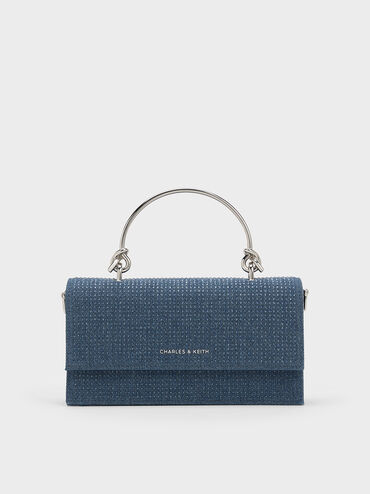 V&iacute; d&aacute;ng d&agrave;i chữ nhật Denim Sculptural-Handle, Xanh denim, hi-res