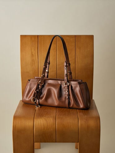 Britton Elongated Shoulder Bag, Chocolate, hi-res