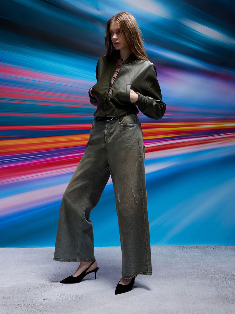 Giày cao gót mũi nhọn Kaia Faux Suede, Đen họa tiết, hi-res