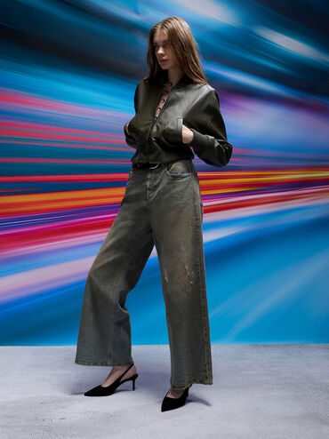 Gi&agrave;y cao g&oacute;t mũi nhọn Kaia Faux Suede, Đen họa tiết, hi-res