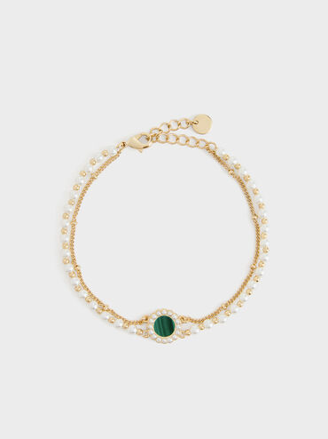 V&ograve;ng đeo tay Pearl & Gemstone, Xanh l&aacute;, hi-res