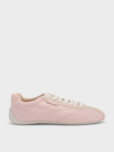 Satin Contrast-Panel Low-Top Sneakers, Pink, hi-res