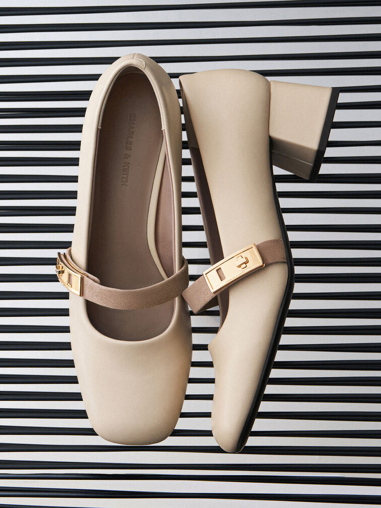 Gi&agrave;y cao g&oacute;t b&iacute;t mũi Lando Two-Tone, Phấn, hi-res