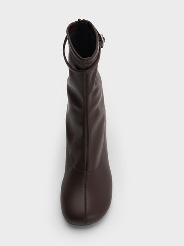 Belted Block-Heel Ankle Boots, Dark Brown, hi-res