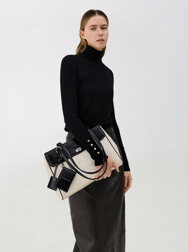 T&uacute;i tote chần b&ocirc;ng XL Apfra, Multi Cream, hi-res
