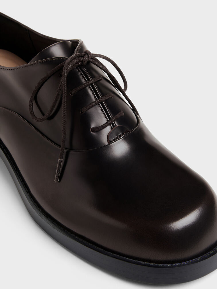 Daena Leather Oxfords, Dark Brown, hi-res