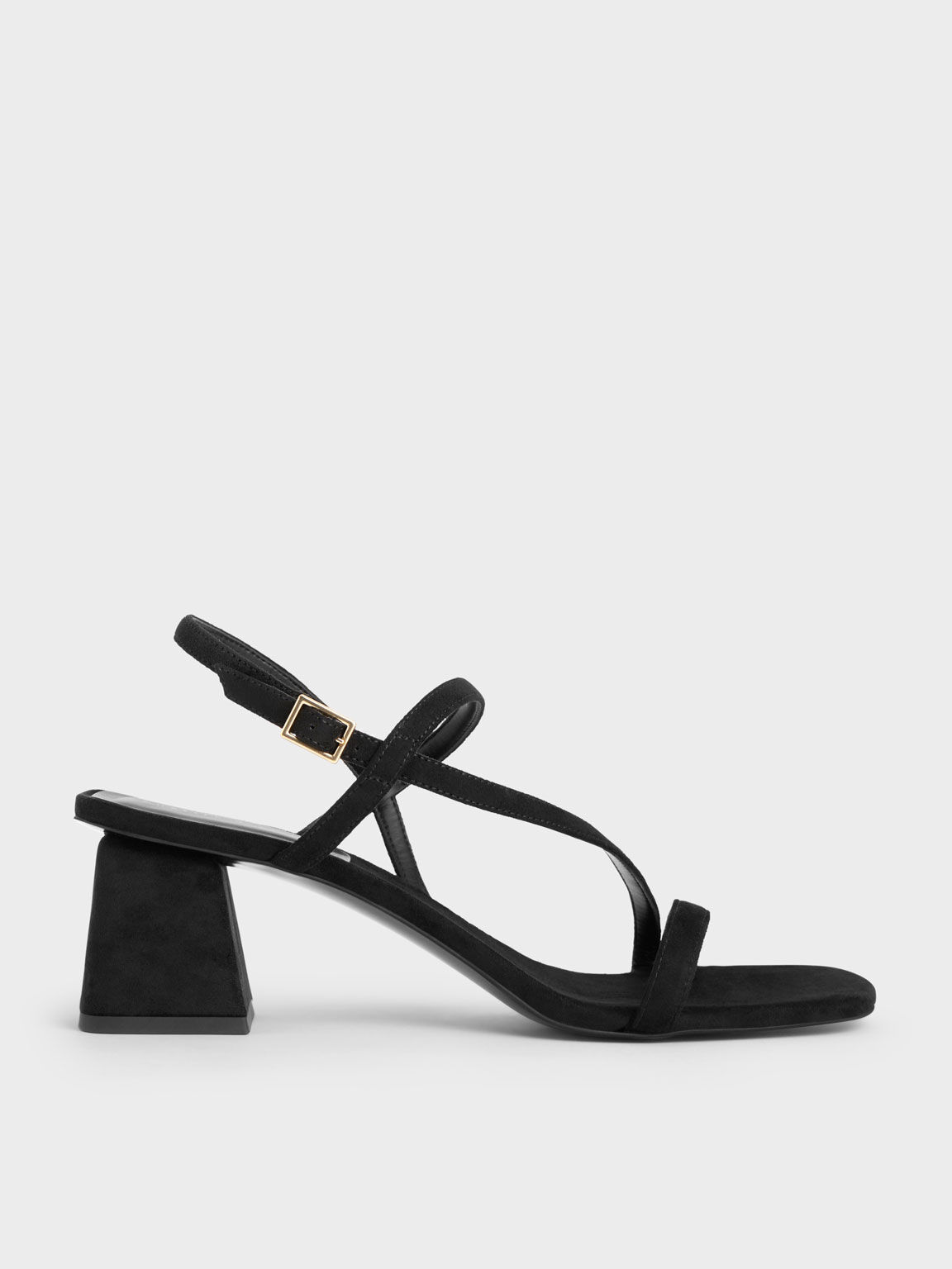 Textured Asymmetric Slingback Sandals, Black Textured, hi-res