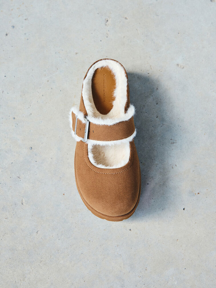 Gi&agrave;y mules đế cao Bergen Textured, N&acirc;u, hi-res