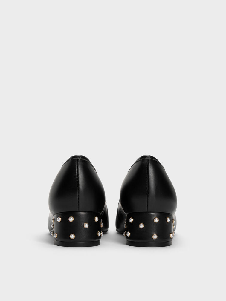 Barbara Pearl-Embellished Bow Ballet Pumps, Black, hi-res