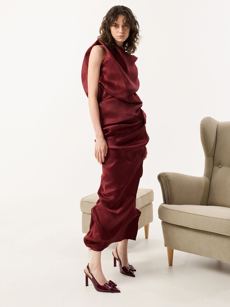 Giày sandals cao gót Lu Patent Leather, Đỏ burgundy, hi-res