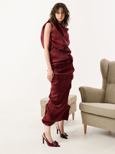 Giày sandals cao gót Lu Patent Leather, Đỏ burgundy, hi-res