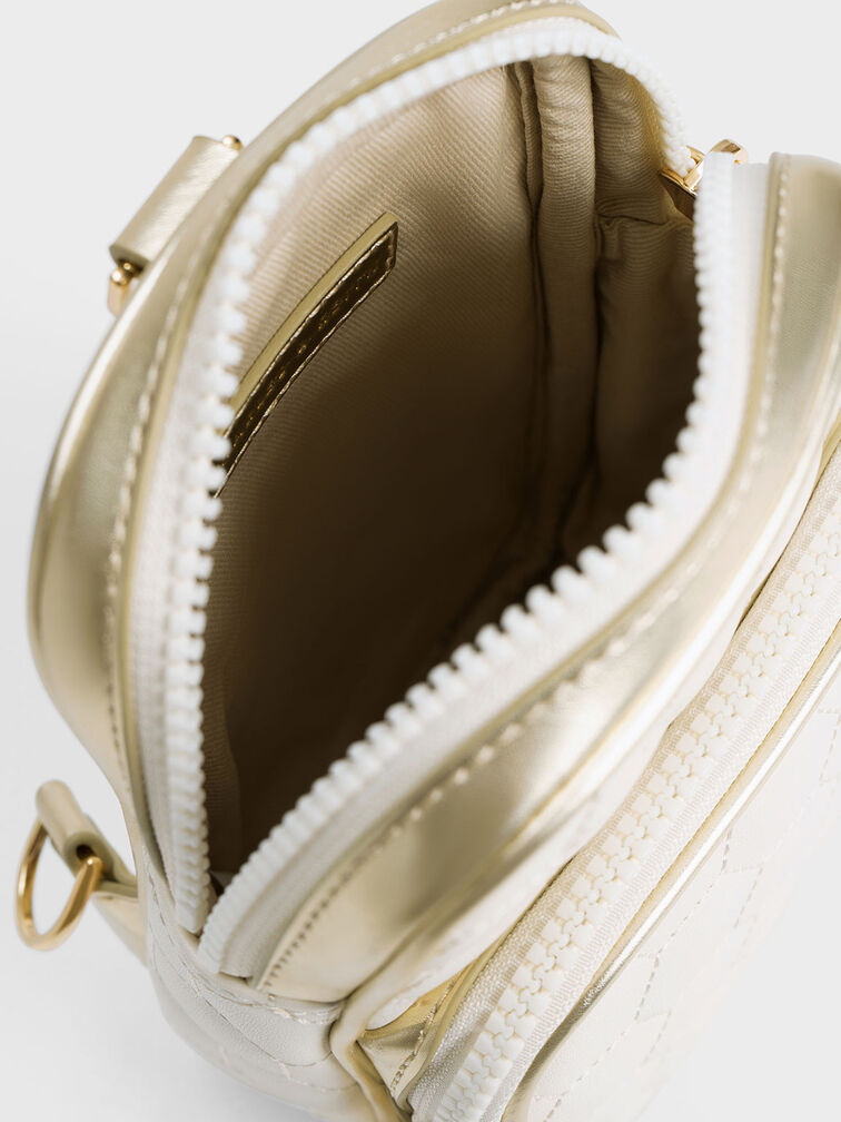 Túi đeo chéo Textured Elongated, Vàng đồng, hi-res