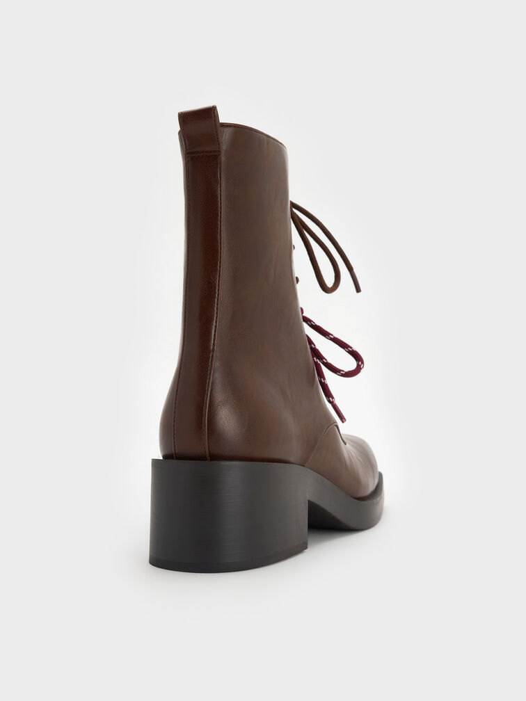 Logan Double-Lace Calf Boots, Dark Brown, hi-res