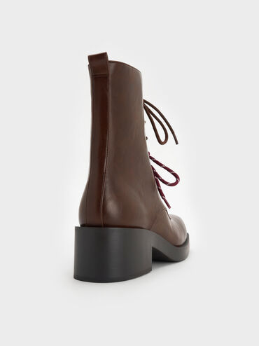 Logan Double-Lace Calf Boots, Dark Brown, hi-res