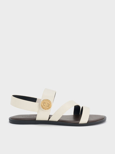 Gi&agrave;y sandals đế bệt Yara Canvas, Trắng, hi-res