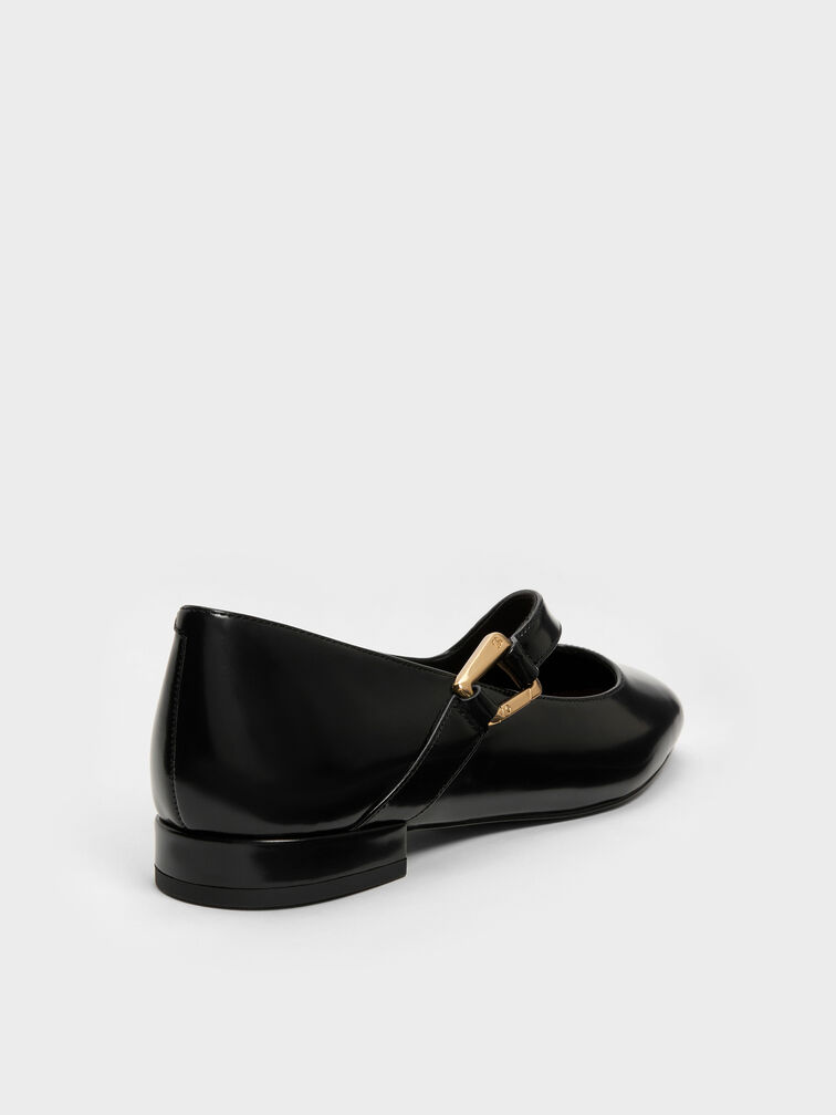 Daena Leather Asymmetric-Strap Mary Janes, Black Boxed, hi-res