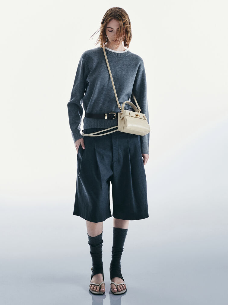 T&uacute;i x&aacute;ch h&igrave;nh thang Aubrielle Croc-Effect, Ng&agrave;, hi-res