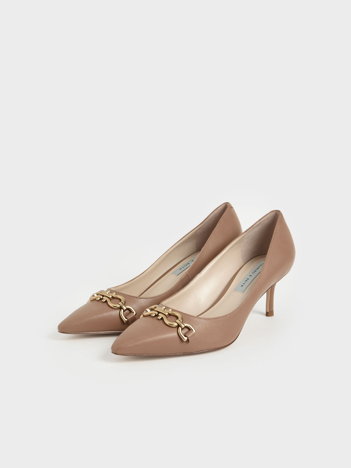 Chain Link Pointed Toe Pumps, Camel, hi-res
