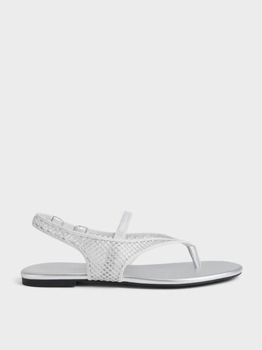Gi&agrave;y sandals đế bệt Ellory, Bạc, hi-res