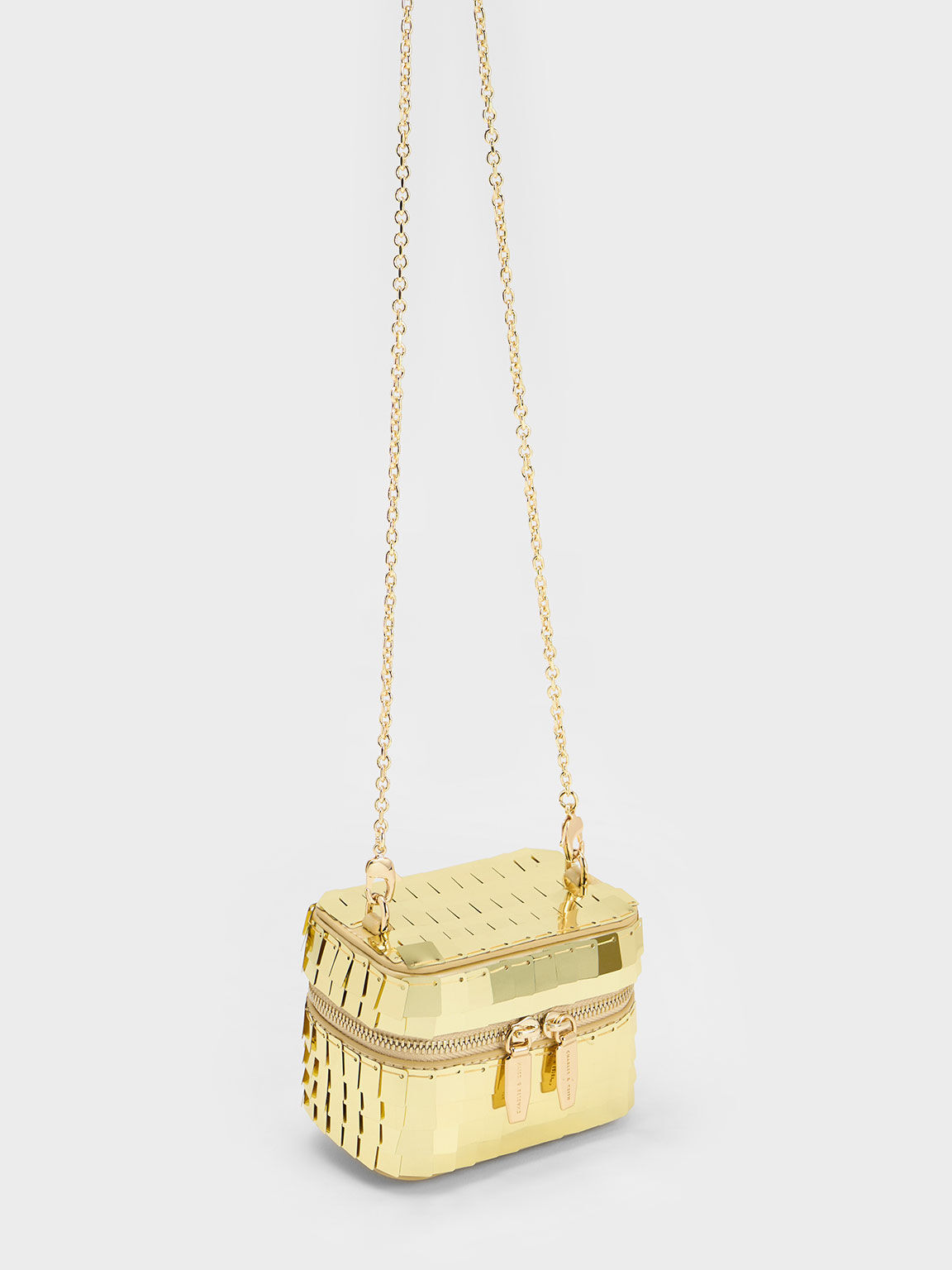 Túi đeo vai hình hộp Disc-Embellished Vanity, Vàng đồng, hi-res