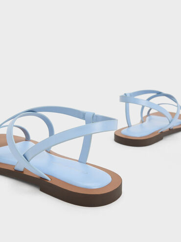 Giày sandals quai mảnh Asymmetrical, Xanh dương, hi-res