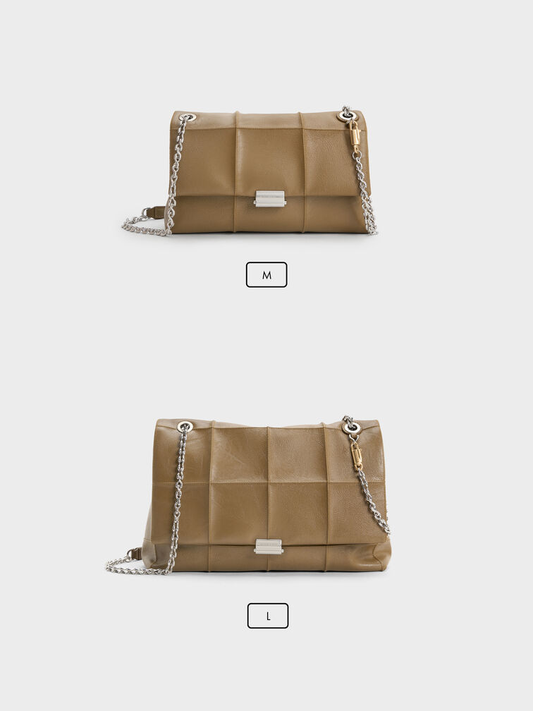 T&uacute;i đeo vai nắp gập Delfina, Walnut Brown, hi-res