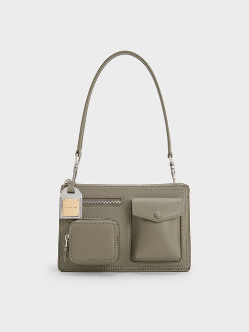 Austen Multi-Pocket Shoulder Bag, Khaki, hi-res
