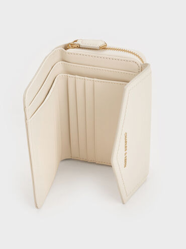 Ví ngắn Stitch Trim Envelope, Kem, hi-res