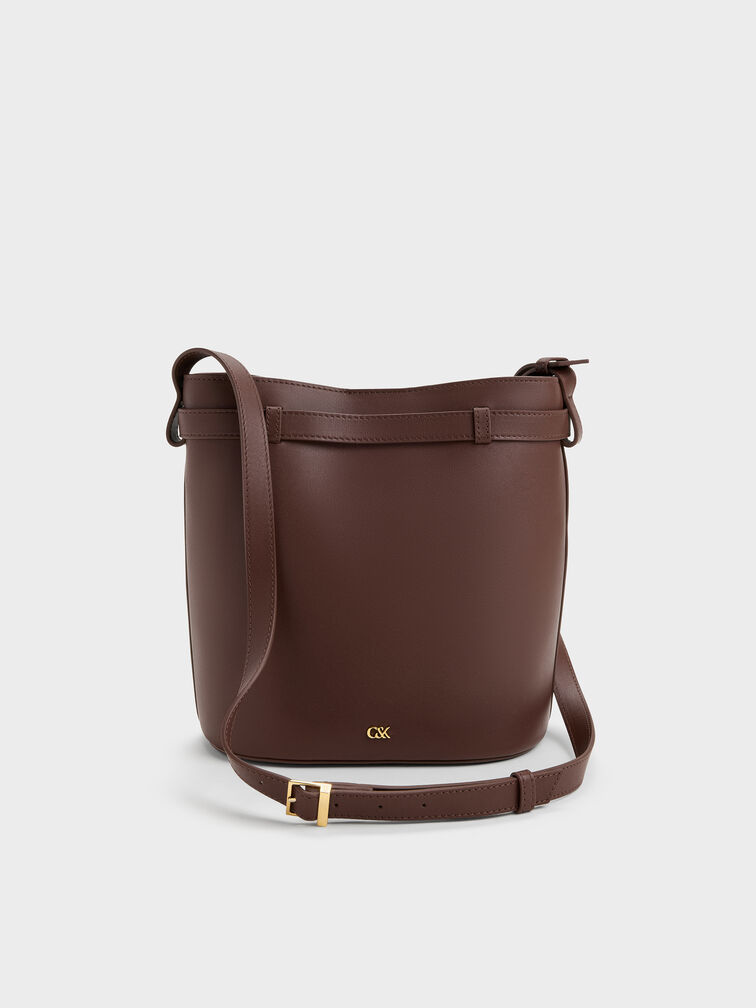 T&uacute;i đeo vai Jody Leather Belted, N&acirc;u, hi-res