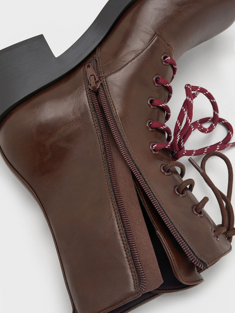 Logan Double-Lace Calf Boots, Dark Brown, hi-res