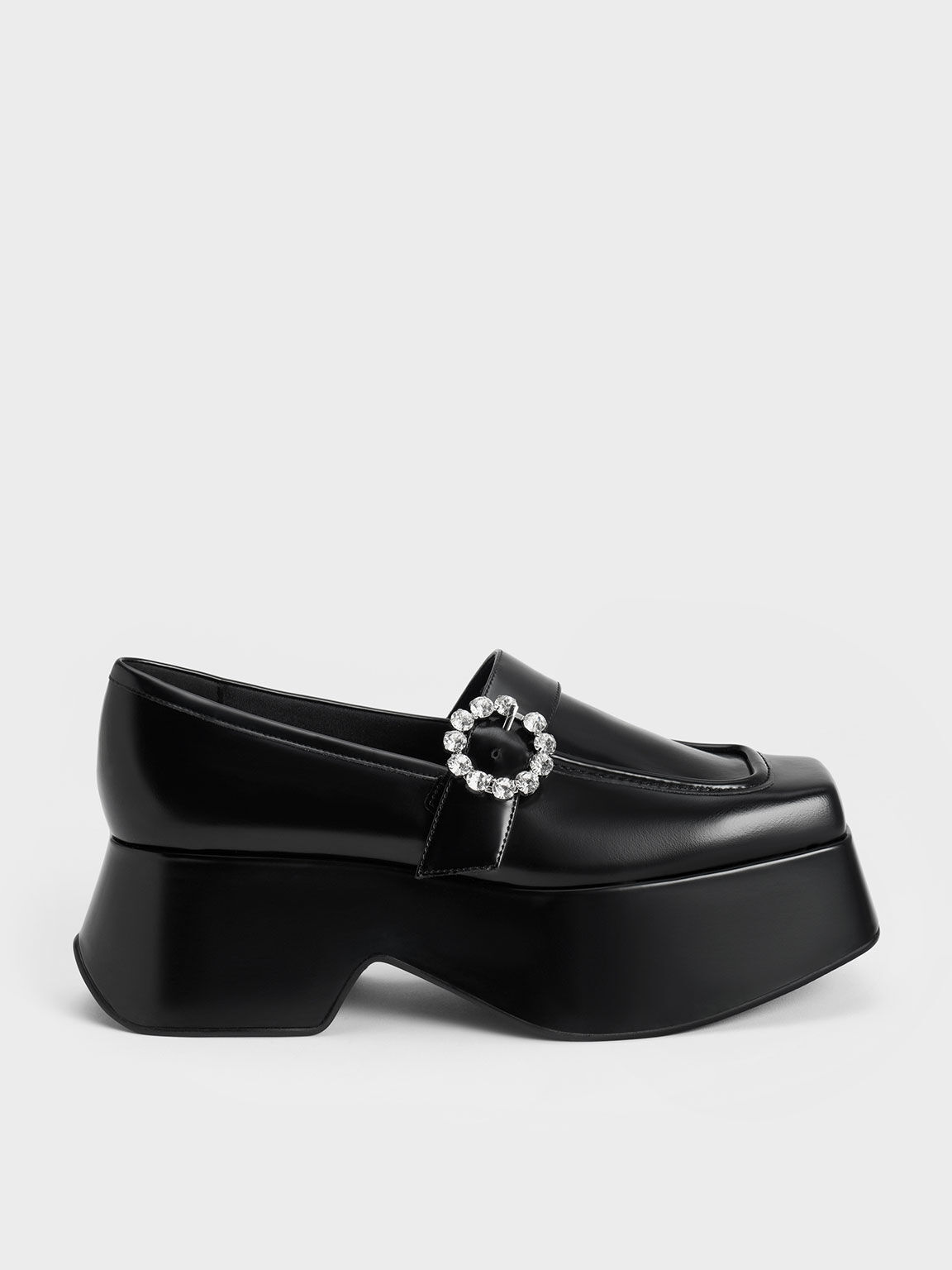 Giày loafer đế chunky Gem-Embellished, Đen, hi-res