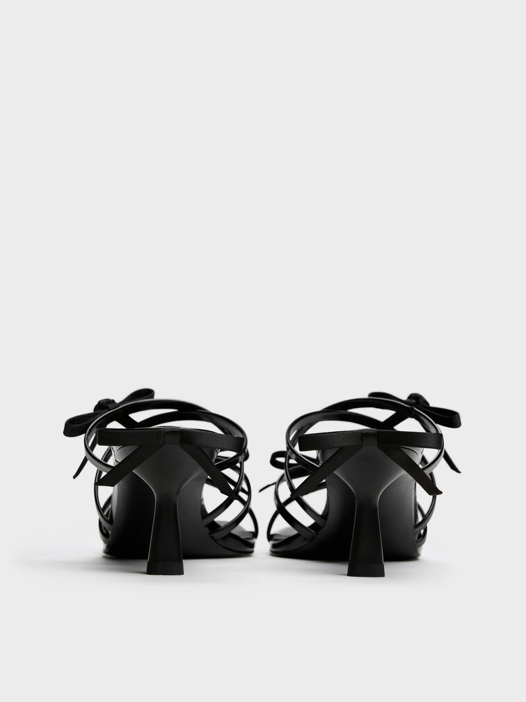 Kelis Rose-Bow Strappy Heeled Mules, Black Boxed, hi-res