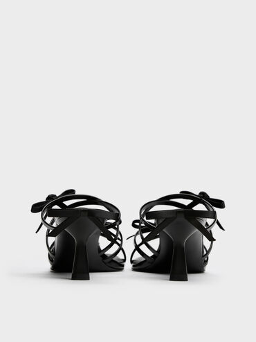 Kelis Rose-Bow Strappy Heeled Mules, Black Boxed, hi-res