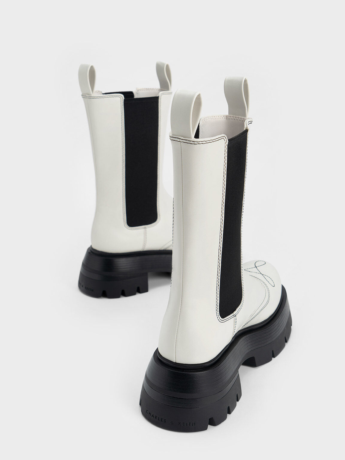 Lenox Stitch-Trim Chelsea Boots, White, hi-res