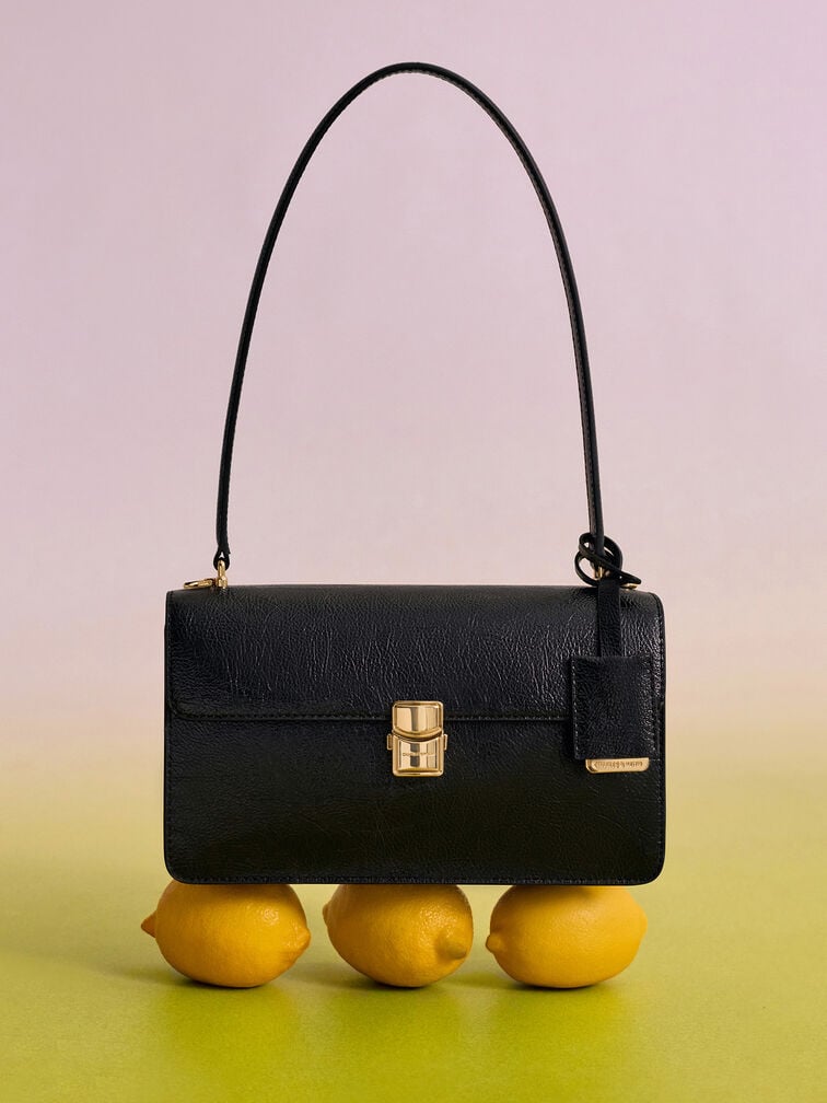 T&uacute;i đeo vai phom chữ nhật Acelynn, Đen, hi-res