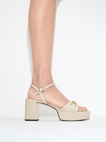 Leslie Metallic Accent Platform Slingback Sandals, White, hi-res