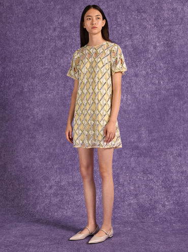 Pointed-Toe D'Orsay Mary Janes, Light Grey, hi-res