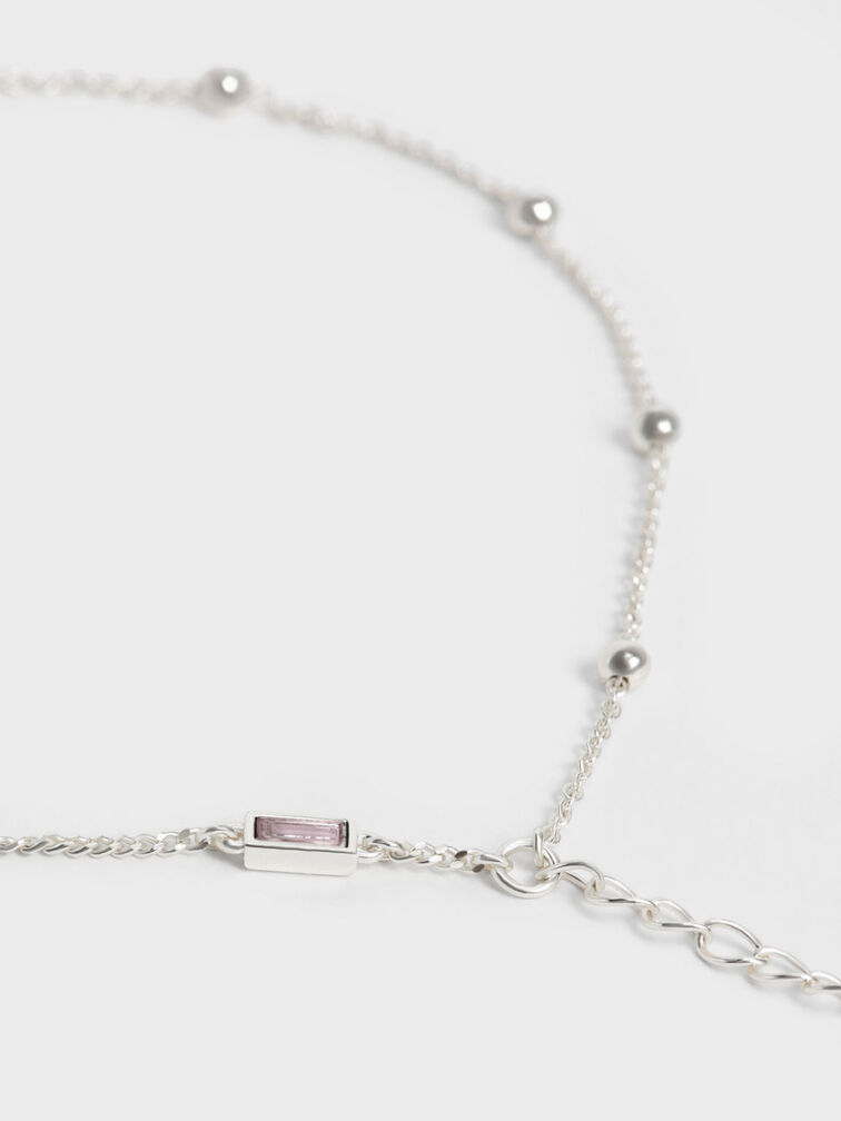 Crystal-Embellished Double Chain Bracelet, Lilac, hi-res