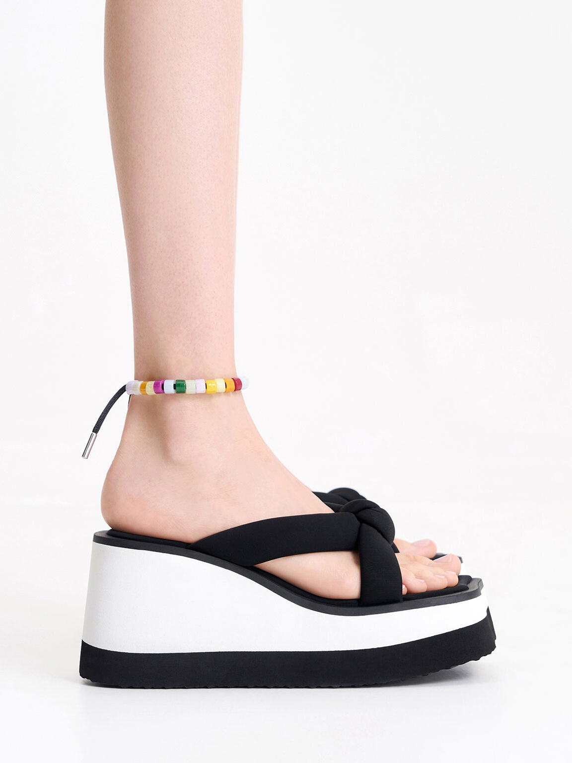 Tana Knotted Crossover Wedges, Black, hi-res