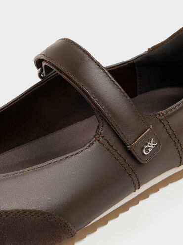 Jace Leather & Suede Mary Jane Sneakers, Dark Brown, hi-res